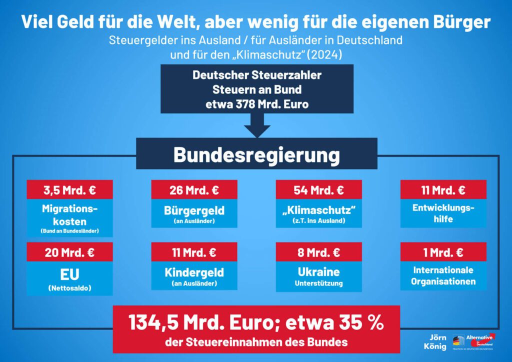 Schaubild der Steuergelder, die ins Ausland gehen.